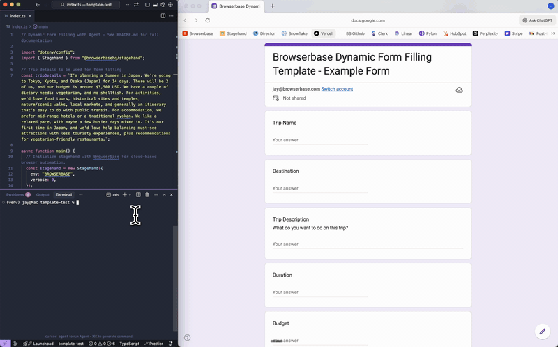 AI-powered form filling automation demo