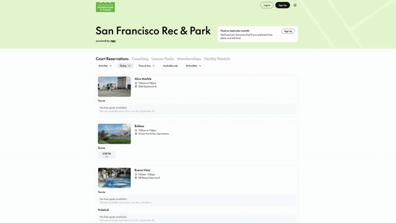 Automate sports court bookings demo